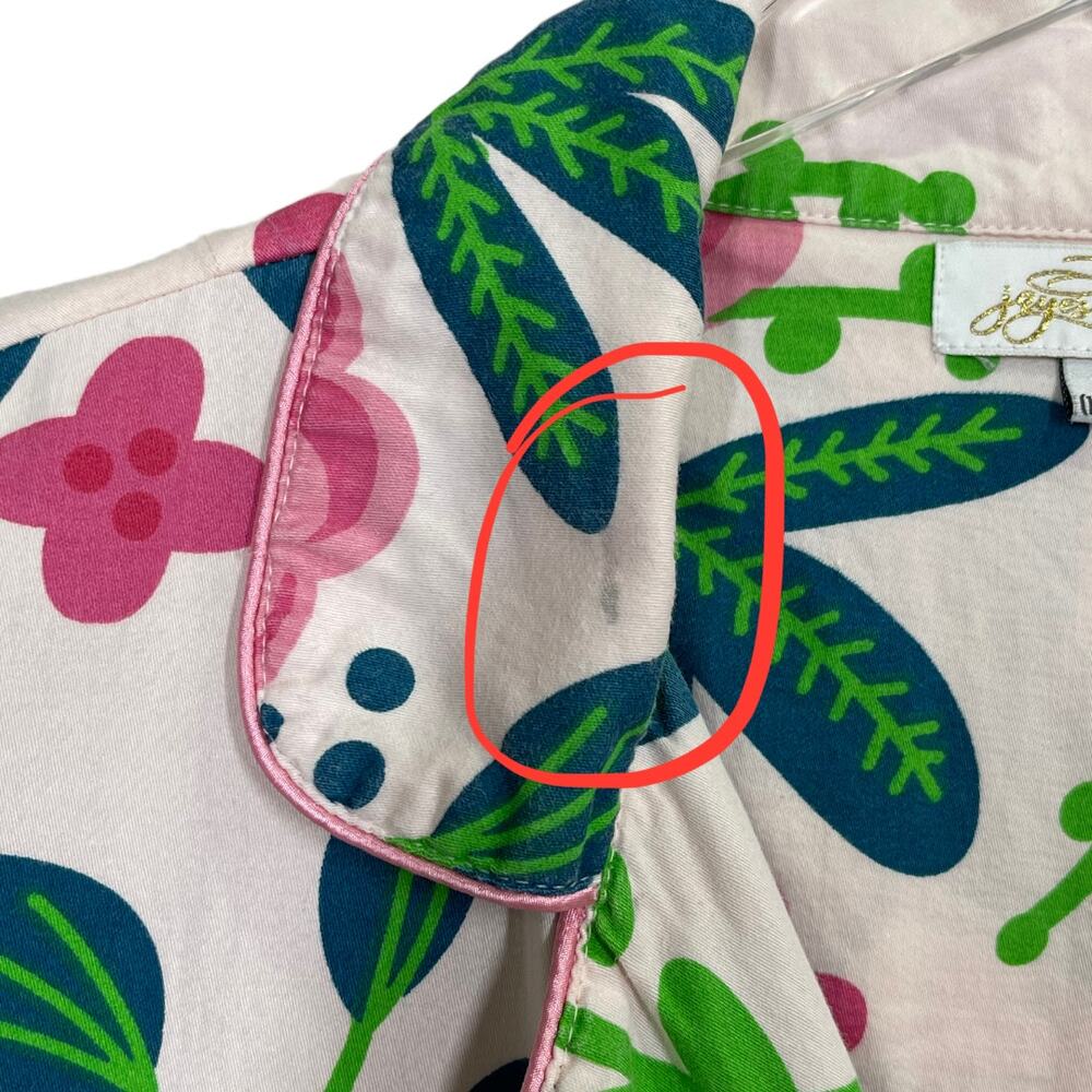 Jaye's Studio Floral Bloom Print Luxe Sateen Sleep Shirt Medium Pajamas Preppy - Picture 4 of 6